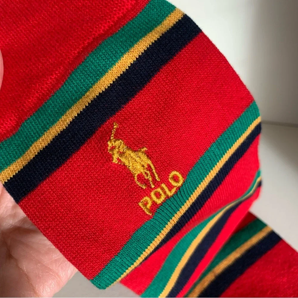 NWOT Ralph Lauren long socks striped multicolor (gold logo)